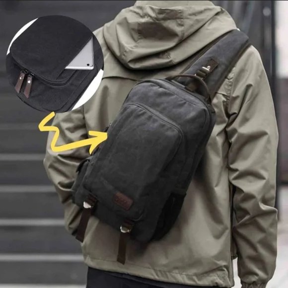 NWT S-Zone Sling Backpack in Dark Grey Canvas - Picture 2 of 12